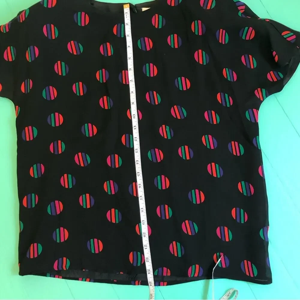 Vintage 70s 80s Polyester Matching Top and Skirt Loose 2 Piece Coord Set Rainbow